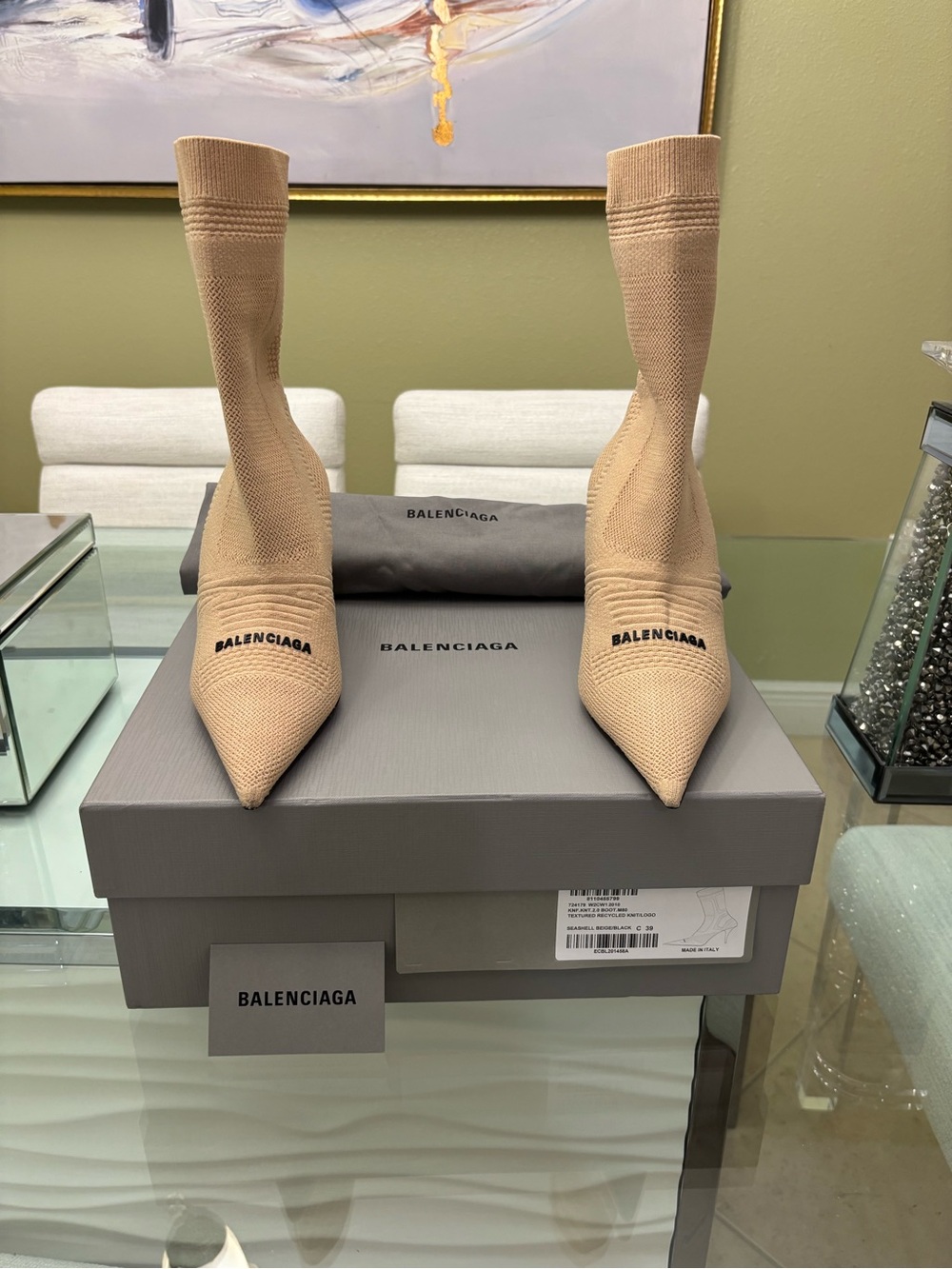 Authentic Balenciaga Beige Stretch Knife 2.0 Booties